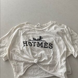 White Graphic T-Shirt with Black Print